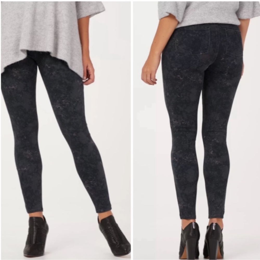 Spanx Denim Jean-ish Leggings Pants Gray Marble High Rise?.